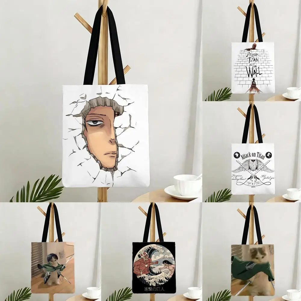 meme anime A-Attack on Titan Storage Bags Bags Series Print Bag Lightweight Shoulder Daily Shopping Bags