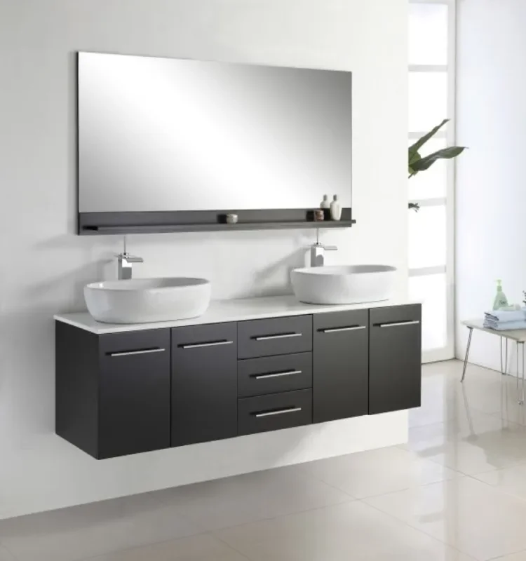 

Modern Wood Customized Bathroom Vanity With LED Mirror Wash Basin Commercial Hotel Furniture For Luxury Bath Cabinet For Hotels