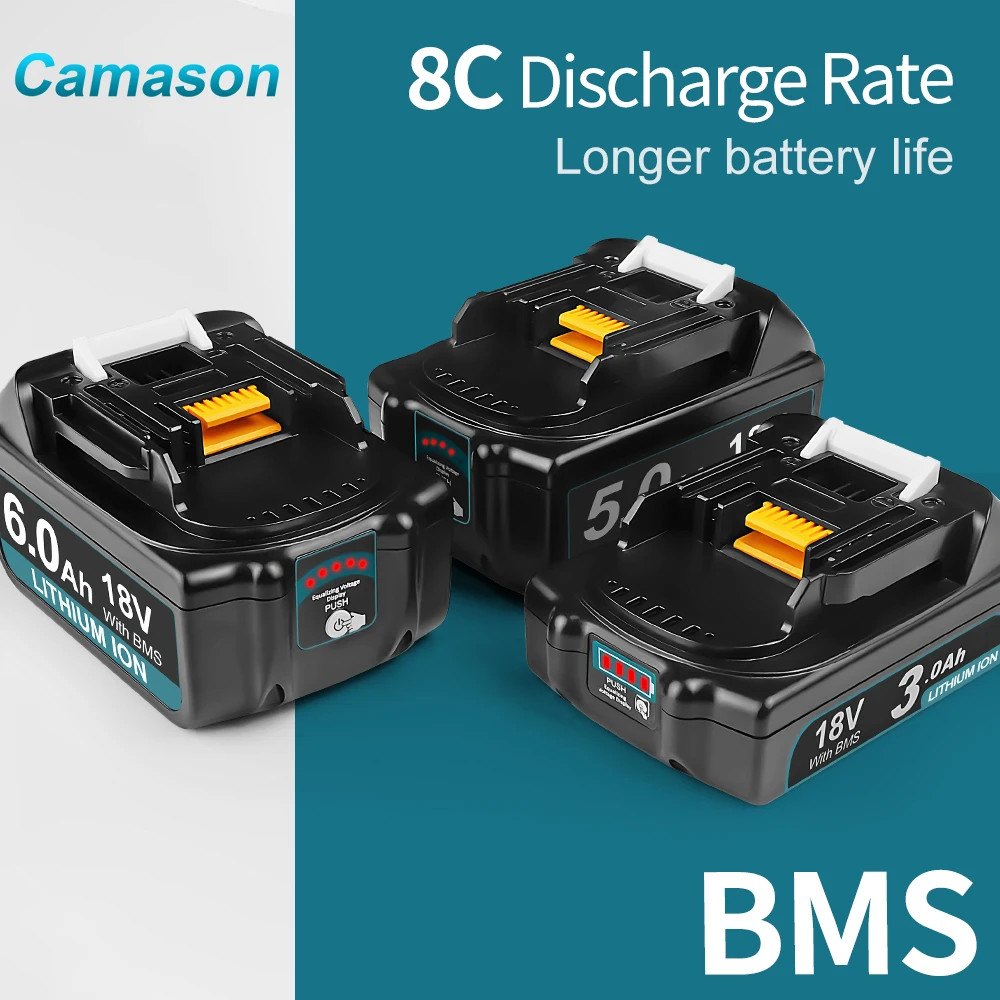 Camason Makita 18V Battery For Power Tools Replacement Accessories BL1860 BL1850 18 v Li-ion Rechargeable batteries Pack charger