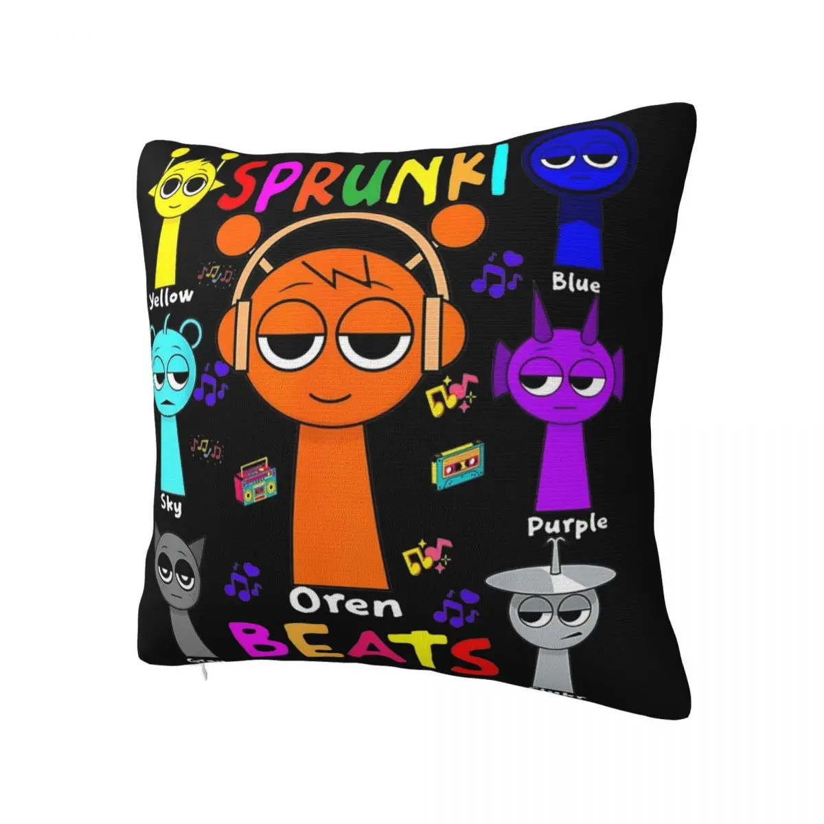 Incredibox Sprunki Pillowcase Printed Polyester Cushion Cover Gift Horror Game Pillow Case Cover Home Zippered 40X40cm