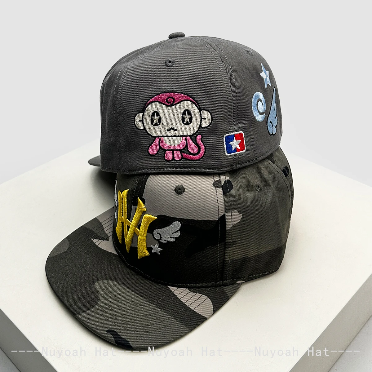 New Men Women Korean Little Bear Monkey Embroidered Wings Letter Baseball Hats Sunshade Hardtop Versatile Peaked Caps Fashion 3