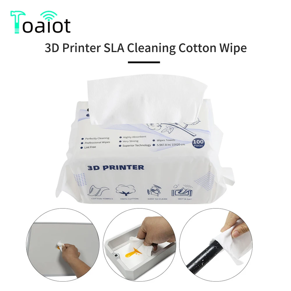 Light Curing Cleaning Cotton Wipe Cleaning Tool 100%Cotton Super Absorbent Lint Free for Anycubi Elego UV Resin 3D Printer Part