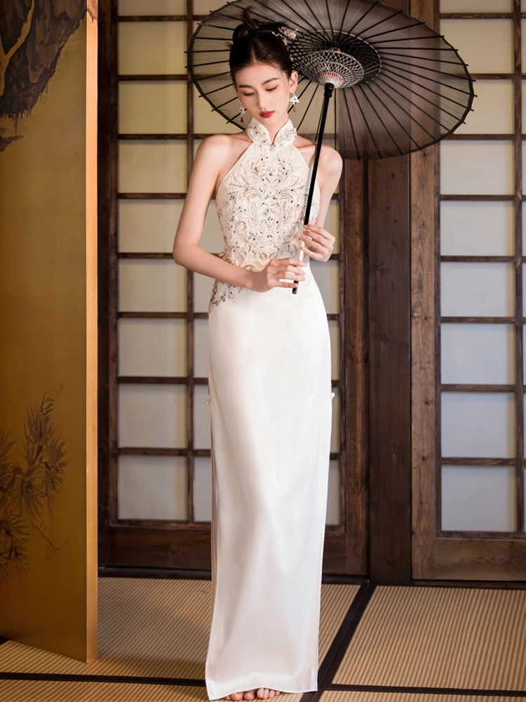 

Ele White Wedding Dr Sle Evening Gown Handmade Embroidery High Waist Slim Fit Long Skirt for Wedding And P...