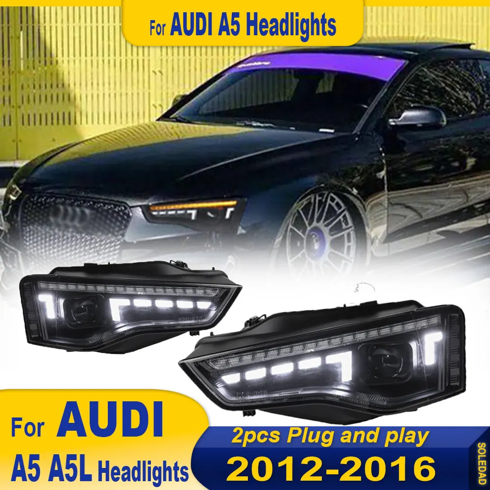 New LED Headlight For Audi A5 2013 2014 2015 2016 Upgrade Modified Fuel Head Lamp  Turn Signals Daytime Running Lights 2pcs