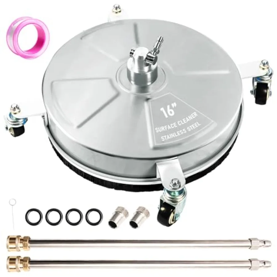 

16" Pressure Washer Surface Cleaner with 4 Wheels Stainless Steel Power Washer Surface Cleaner for Driveways Sidewalks Patios 1