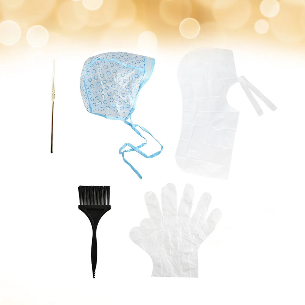 5 قطعة مجموعة صبغ الشعر القابل للتصرف يسلط الضوء على قبعة فرشاة شال قفازات الكروشيه أدوات تلوين الشعر صالون المنزل استخدام المواد الآمنة