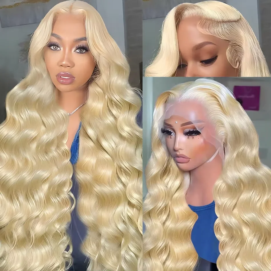 

13x4 13x6 HD Transparent 613 Lace Frontal Wig Honey Blonde Color Brazilian Raw Body Wave Lace Front Human Hair Wig for Women