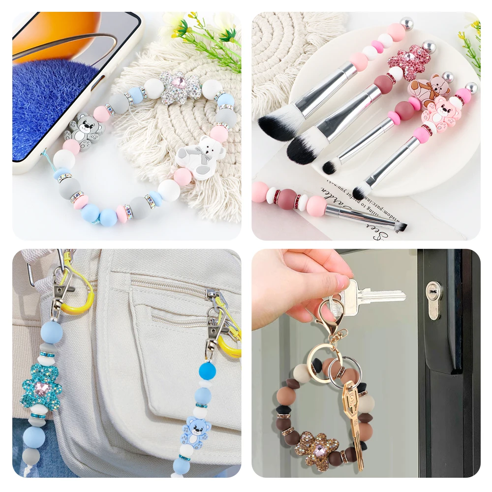 Little Bear Bead Silicone Focus Bead Acrylic Focus Bead Set Semi-finished Product DIY Accessories For Bracelet Necklace