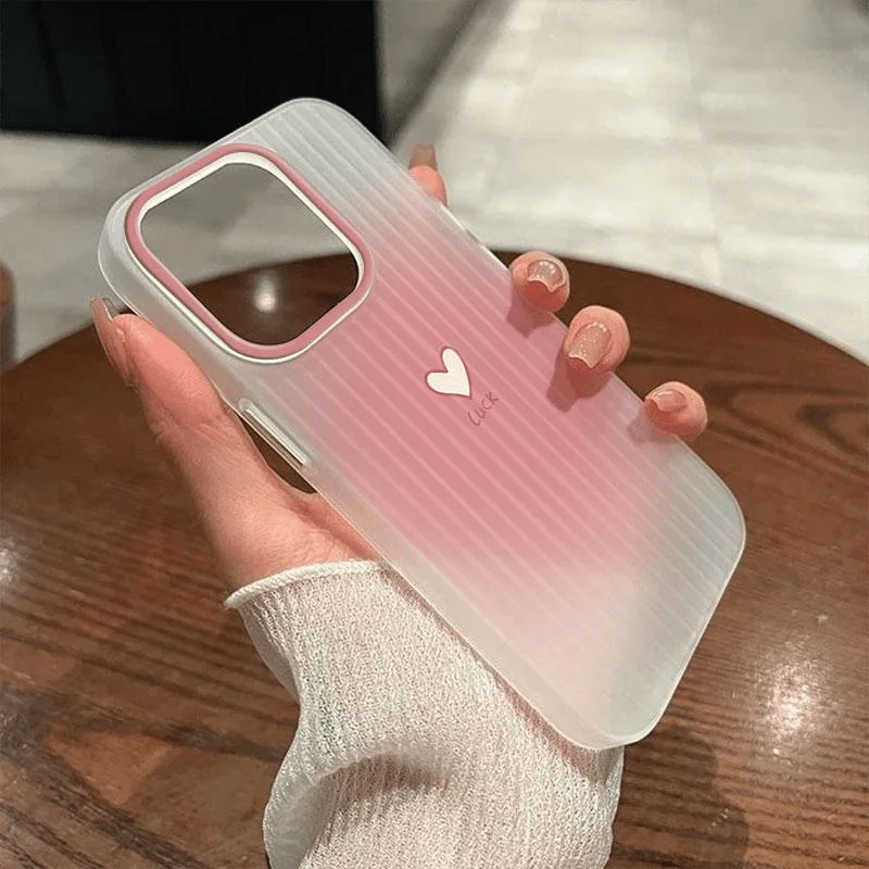 

Love Heart Phone Cover For iPhone 17 16 15 14 Pro Max Plus 13 12 11 Pro Max 17 Air Case Corrugated Design TPU Protective Cases