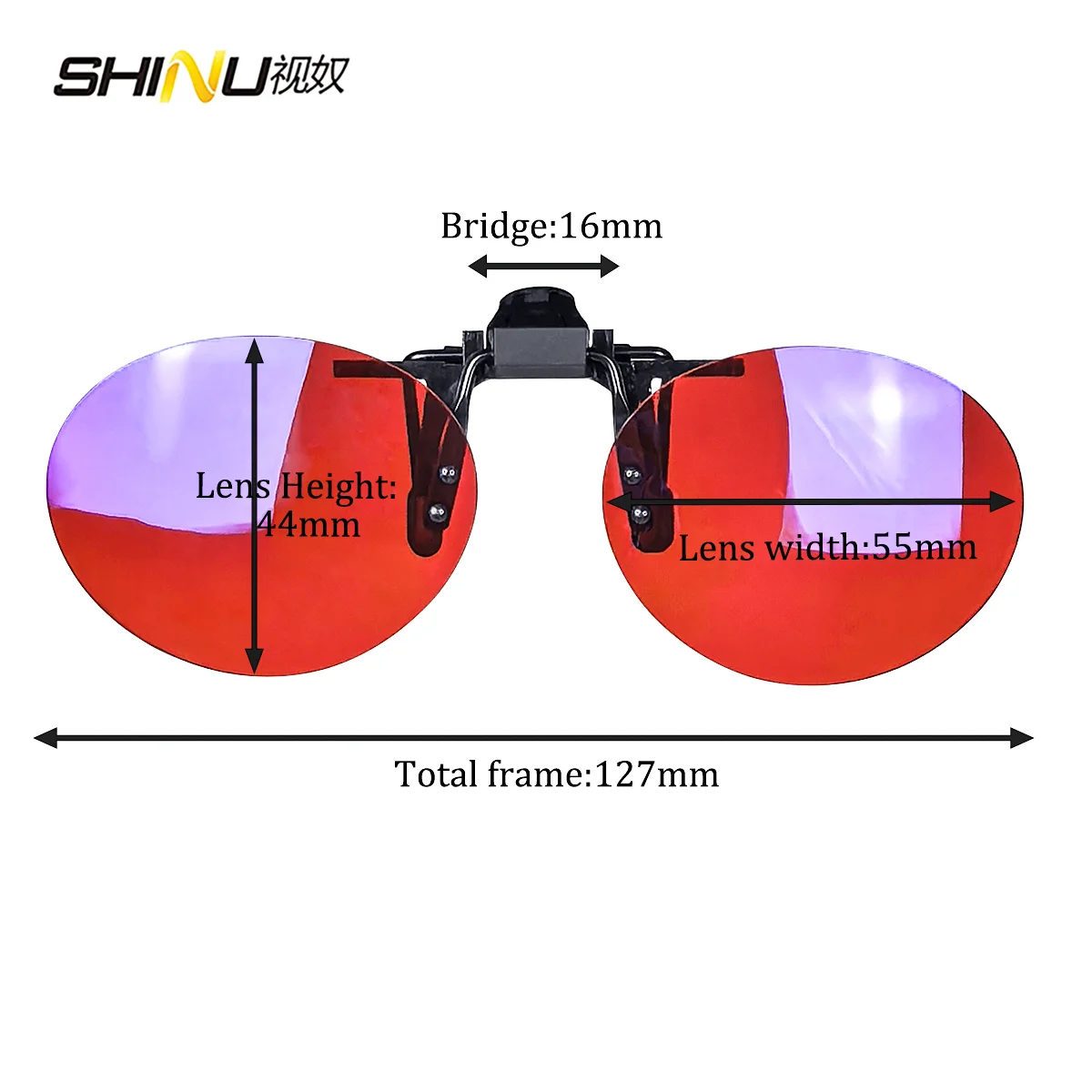 SHINU Rote Linsen-Clip-On-Brille zum Schlafen besser, runde orangefarbene Linse für Spiele oder Arbeiten, gelbe Linsen, Nachtsicht zum Fahren – Detail 1