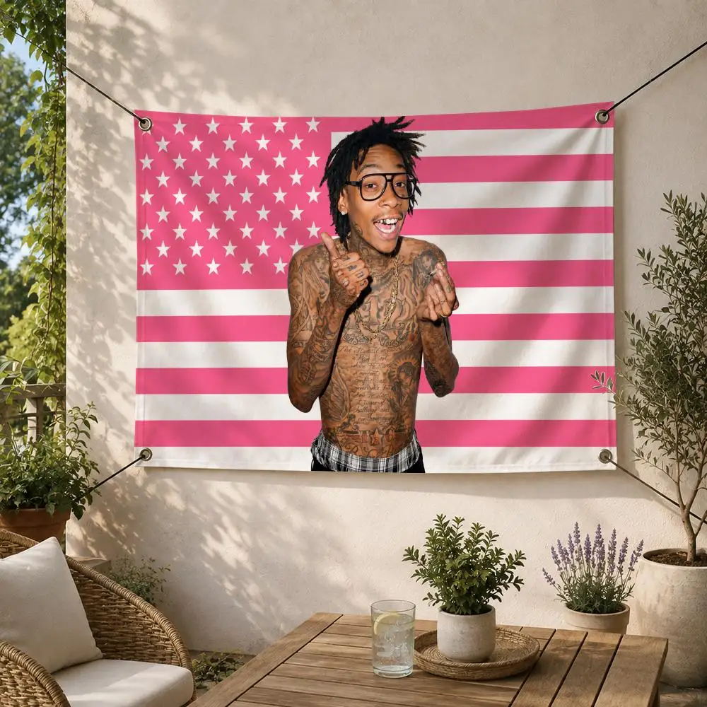 Rapper W-Wiz Khalifa Flags Decorative Flag Banner for Outdoor Garden Yard Camping Party Home Wall Hanging Decor