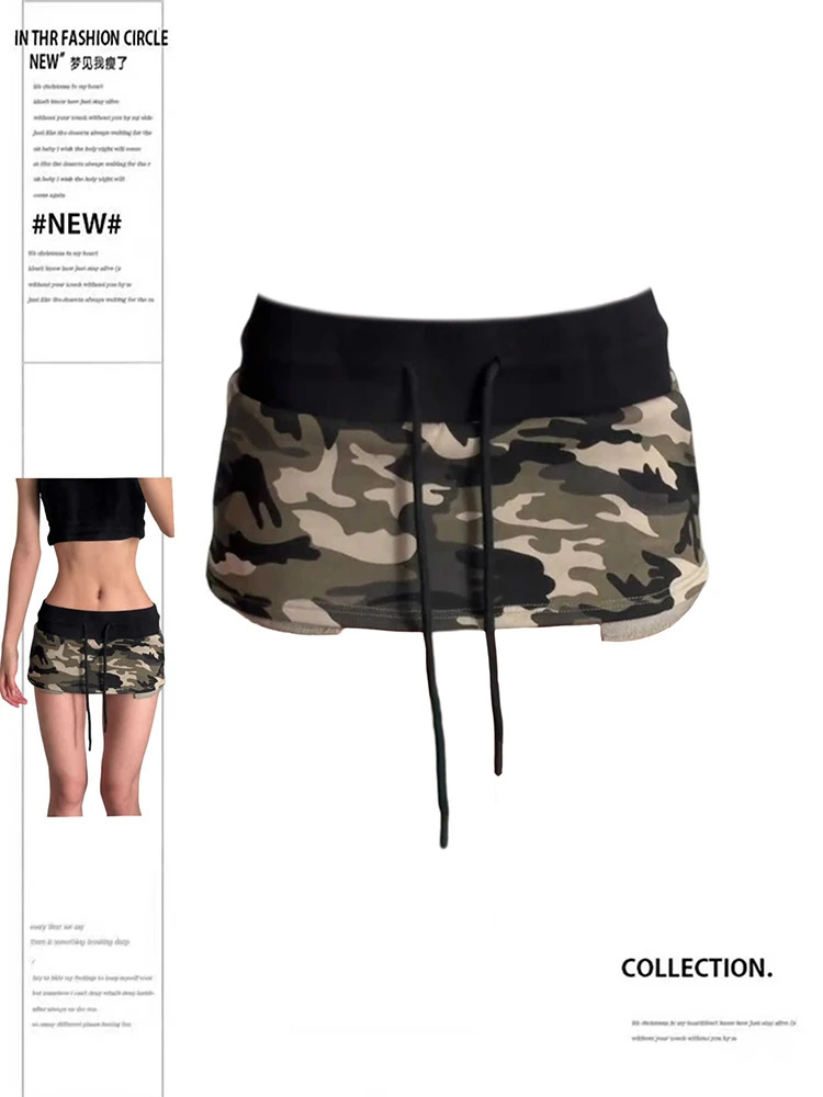 

Лето 2025 г., женская камуфляжная мини-юбка Kpop Harajuku, американская ретро-юбка 2000-х годов, дизайн в студенческом стиле Shoujo Y2k Coquette Gyaru