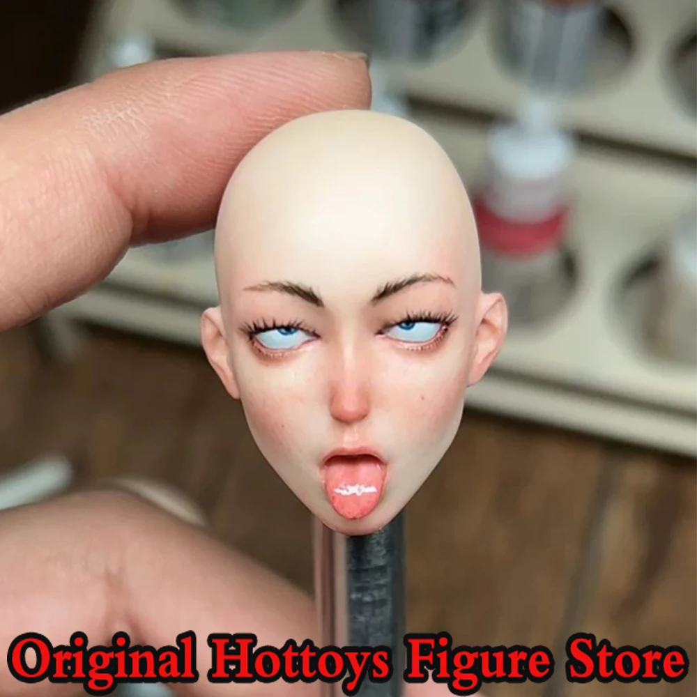 

1/6 Scale Female Soldier Head Sculpture Disgusted Expression Girl Head Carving For 12-inches Action Figure Model Doll Body