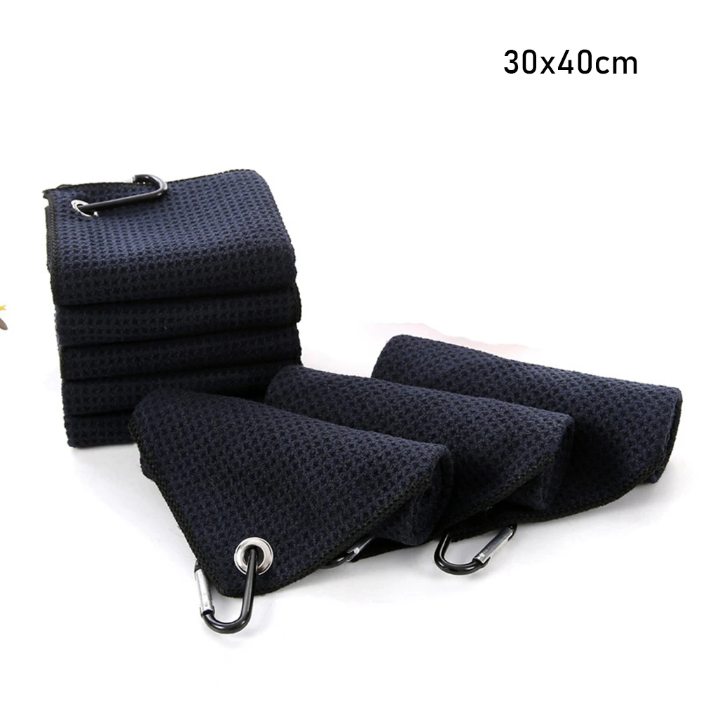 

Black High Water Absorption Balls Hands Cleans Clubs With Carabiner Hook Golf Towel Cleaning Towels