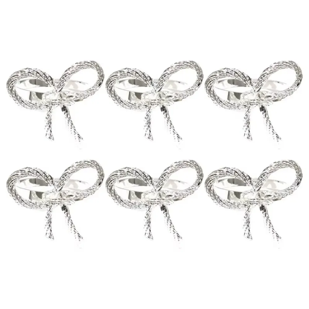 

6 Pieces Zinc Alloy Bow Knot Napkin Rings Elegant Sturdy Napkin Buckle Decorative Multi-functional Tissue Ring