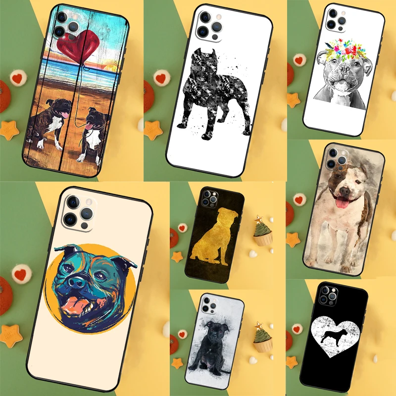 Staffordshire Bull Terrier Dog Case For iPhone 16 15 11 12 13 14 Pro Max XS Max X XR 7 8 Plus 12 13 Mini Phone Cover