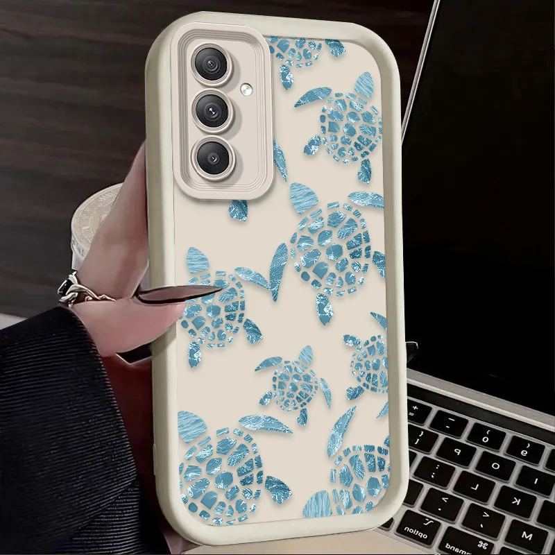 Soft Phone Case for Samsung Galaxy A55 A35 A25 A15 A05 A05S A24 A13 A23 A12 A22 A32 A52 A52S A71 A72 A51 Summer Cartoon Turtle