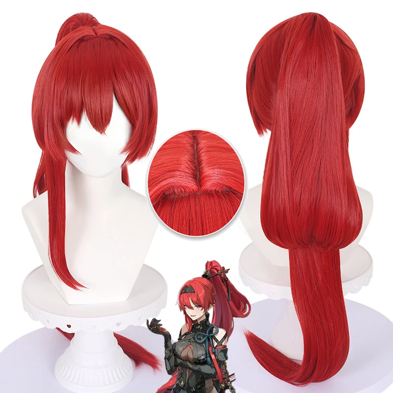 Anime Wuthering Waves Yinlin Women Cosplay Wigs Headwear 100cm Long Simulation Scalp Thick Mixed Puffy Silk Long Hair Wigs