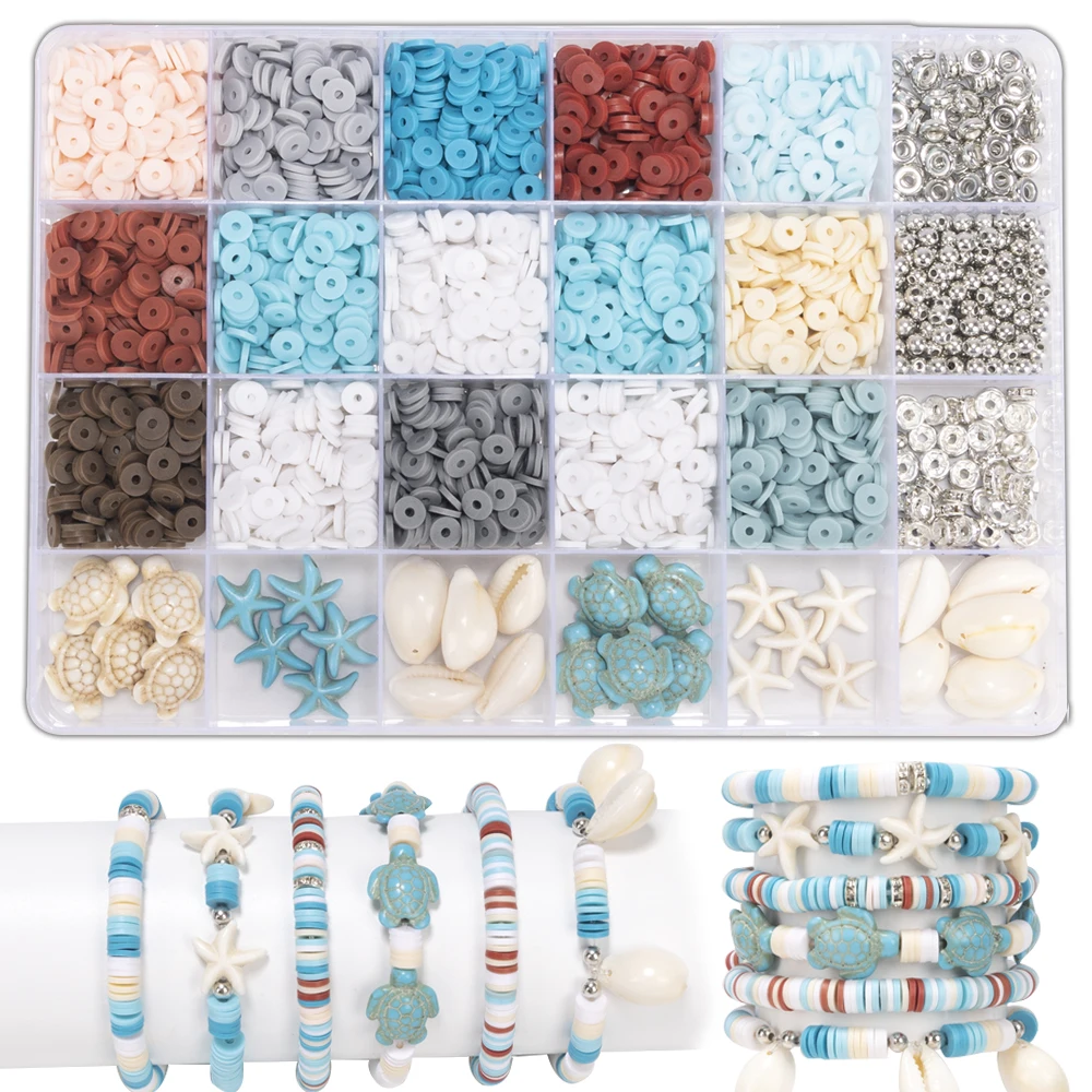 DIY Klei Kralen Armband Maken Kit, Platte Kralen voor Vriendschap Sieraden Maken, Parel Polymeer Kralen met Bedels Cadeaus voor Meisjes