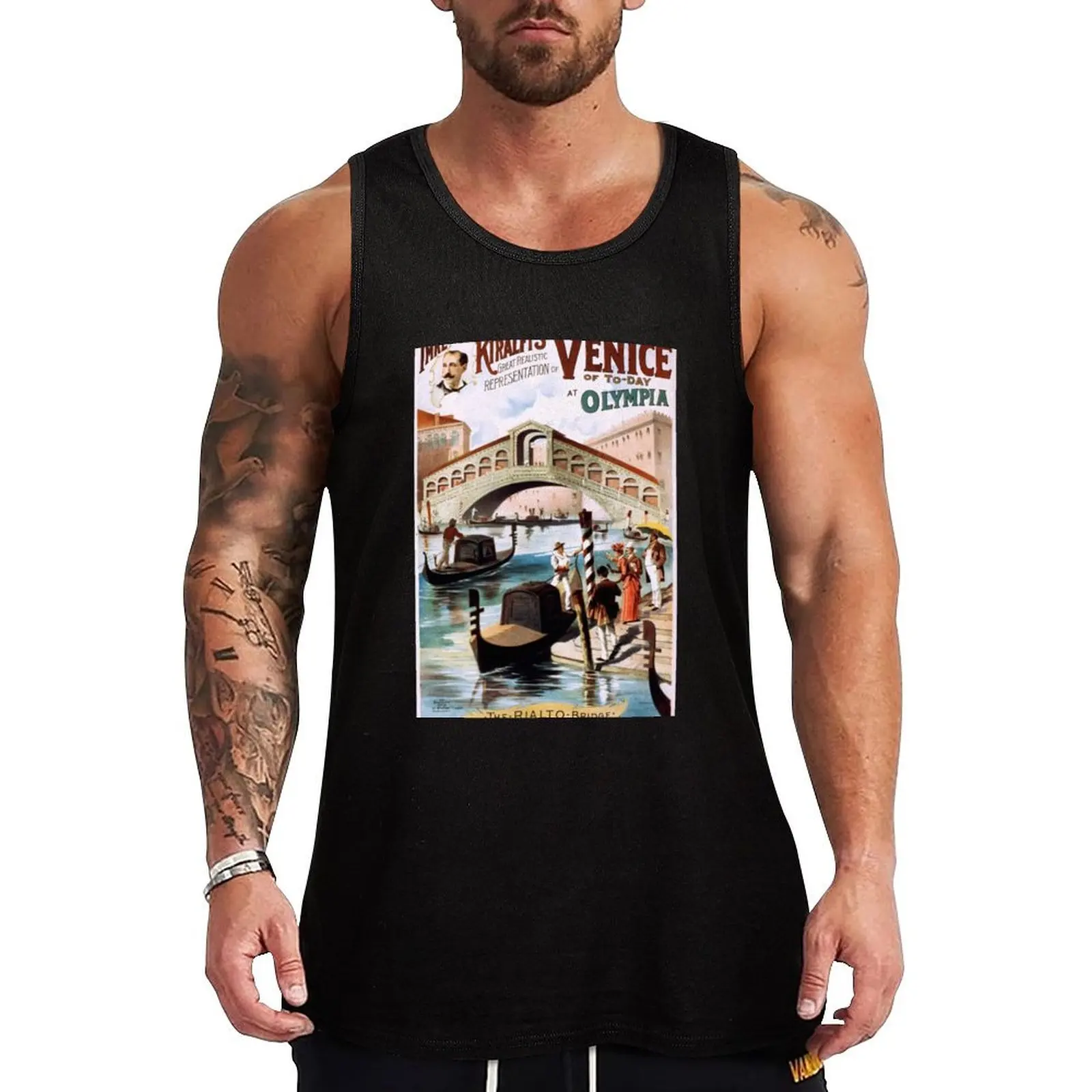 

Vintage 1891 Venice Travel Art Tank Top Men's summer clothes 2025 men clothing T-shirt Men's gym Bodybuilding clothing man