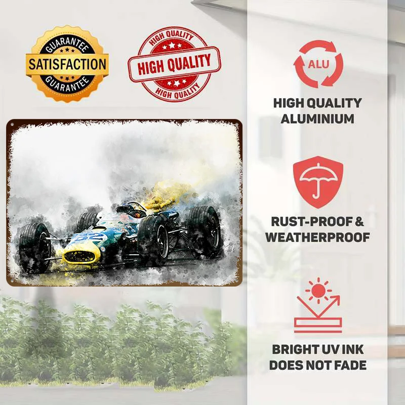 Jim Clark No 82 Metal Poster Customized Wall Art Retro Vintage Metal Signs for Man Cave Gaming Room Decoration Cozy House Home