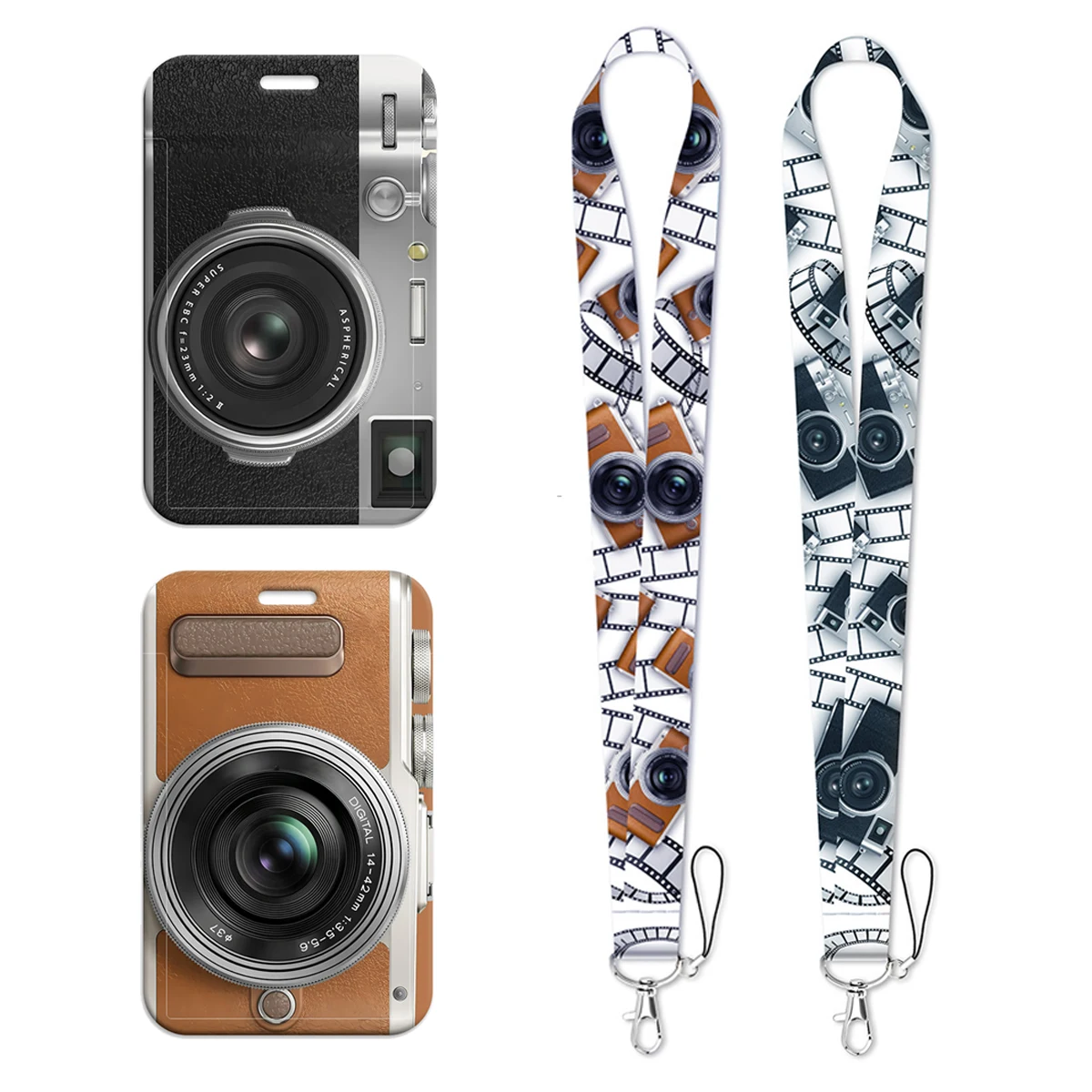 Retro Camera Lanyard Keychain Film Strip Pattern Ribbon Hang Rope Keyring Mobile Phone Neck Straps Key Ring Photographers Gifts