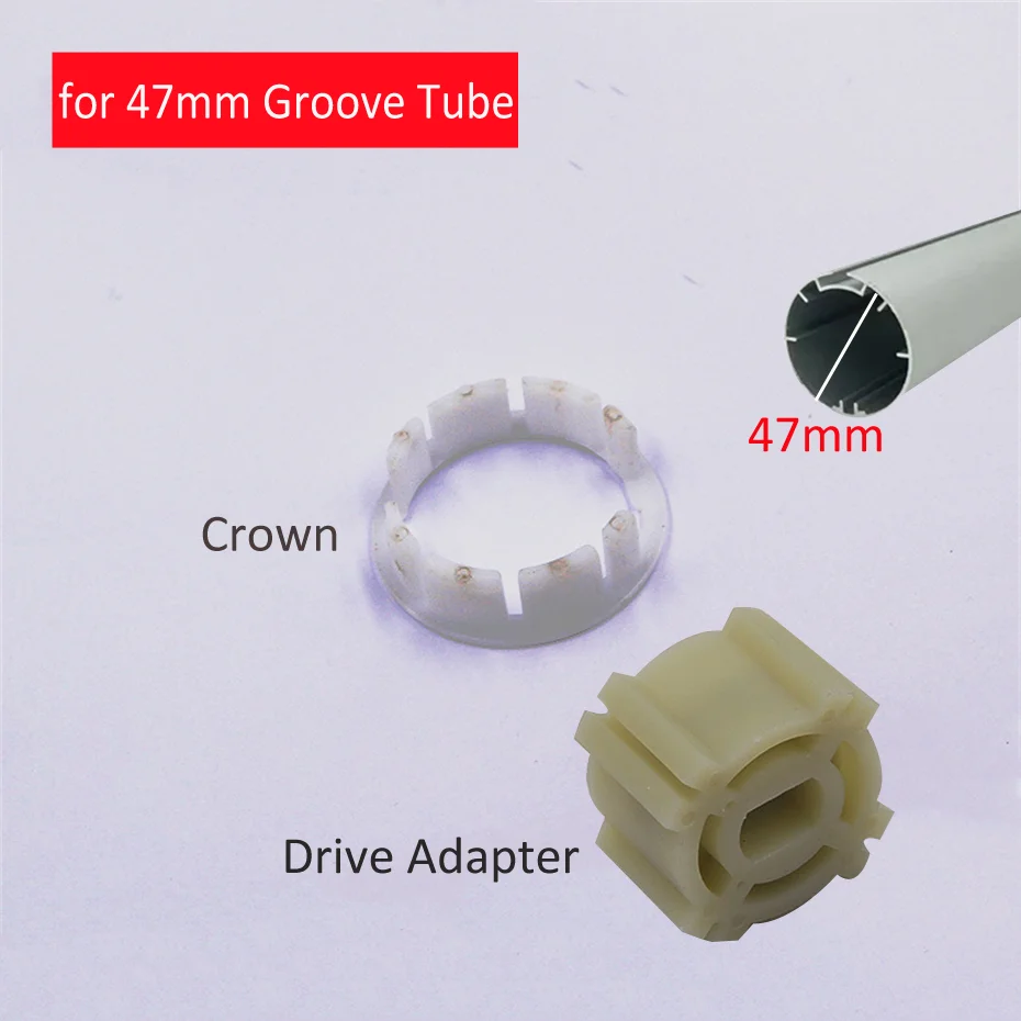 2PCS Crown+2PCS Drive Adapter for Motorized Rolling Blinds,for A-OK Dooya Tuya tubular motor of Diameter 35mm,Dia 47mm Tube