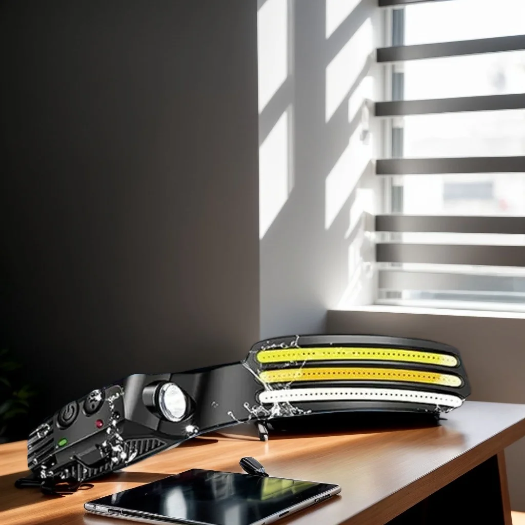 Wiederaufladbare USB-COB-LED-Stirnlampe mit 1200 mAh Akku – Induktions-Camping- und Angelscheinwerfer