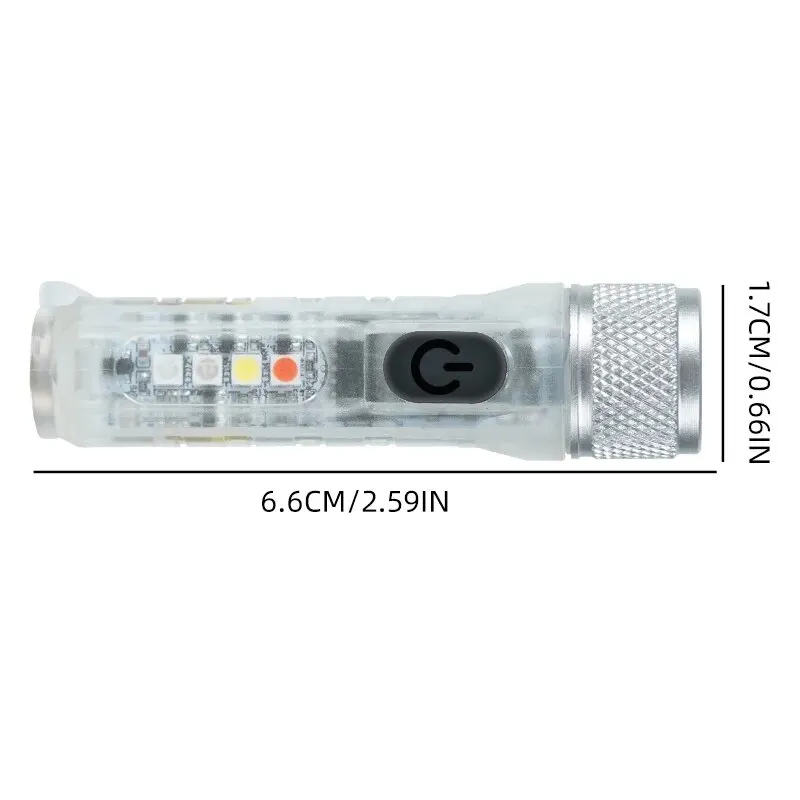 Mini LED Flashlight Type-C Waterproof Light Multi-Mode Flashlight Fluorescent Shell Clip Warning Lights Magnetic Key Chain Light