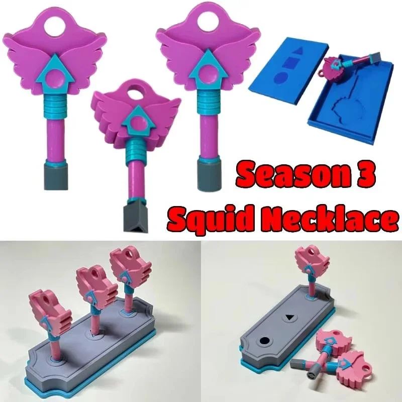 

Korean Traditional Game Season 3 3D Printed Cosplay Necklace Squid Necklace Keychain For Season 3 TV Fans Collection Gift