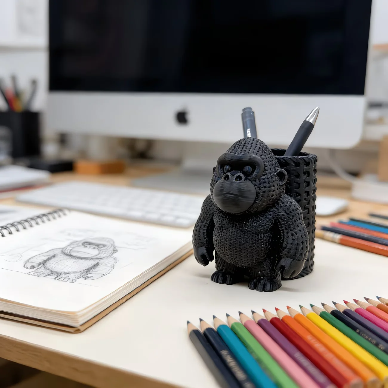 Office Desk Ornament Desk Decor Animal-Shaped Pen Holder Combines Ornament And Pen Holder