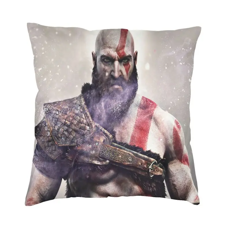 God Of War Kratos Square Pillow Cover Home Decor Action Adventure Games Cushions Cover For Sofa Velvet Throw Pillow Case