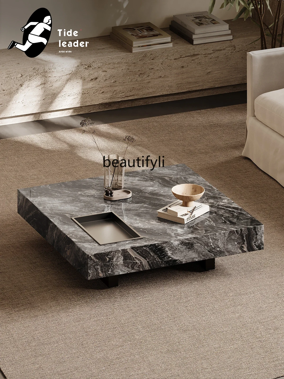 Simples moderno Slate Tea Table, High Sense Slate, Praça Coffee Table, pequeno apartamento, Designer
