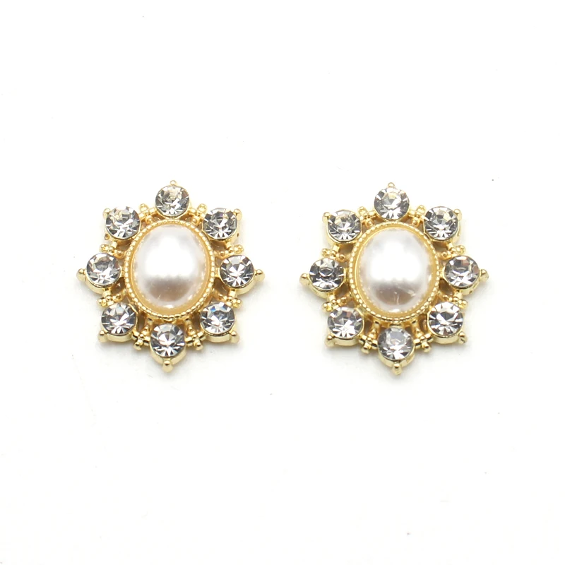 10Pcs 19 * 22MM oval diamond pearl alloy accessories Diy wedding dress headwear gift box accessories