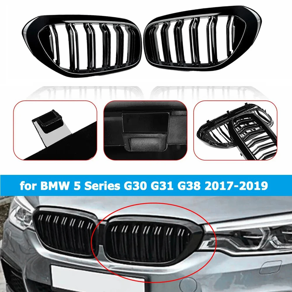 

Подходит для BMW 5 серии G30 G38 520i/530i/540i/2017-2020, решетка радиатора в форме почек, улучшенная глянцевая черная решетка из ABS-пластика.
