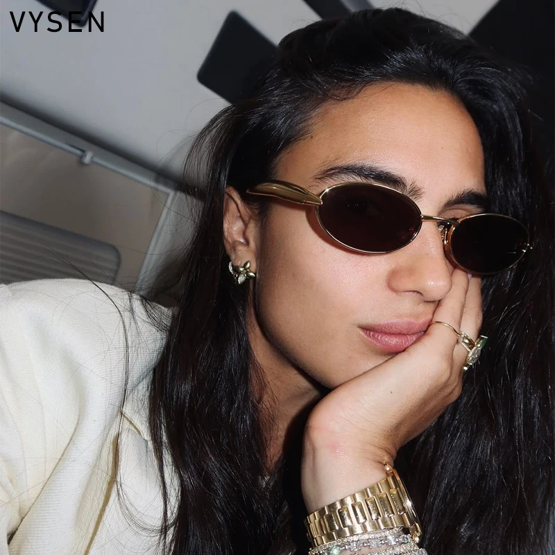 

Small Frame Oval Metal Sunglasses Women Men 2025 Luxury Vintage Punk Outdoor Sun Glasses Traveling Eyewear Shades Protection