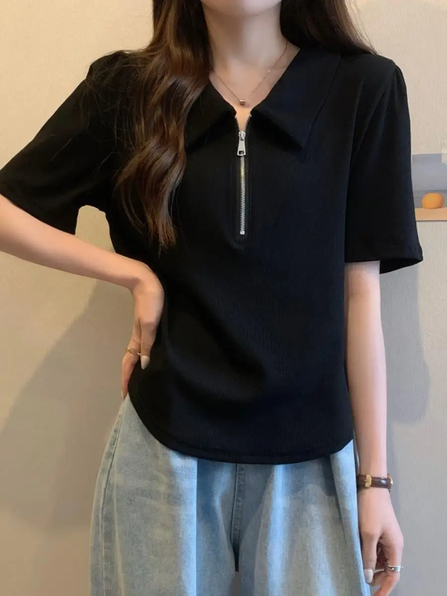 camiseta-feminina-de-verao-elegante-com-gola-manga-curta-de-algodao-tamanhos-grandes-ombros-acolchoados-top-modelado
