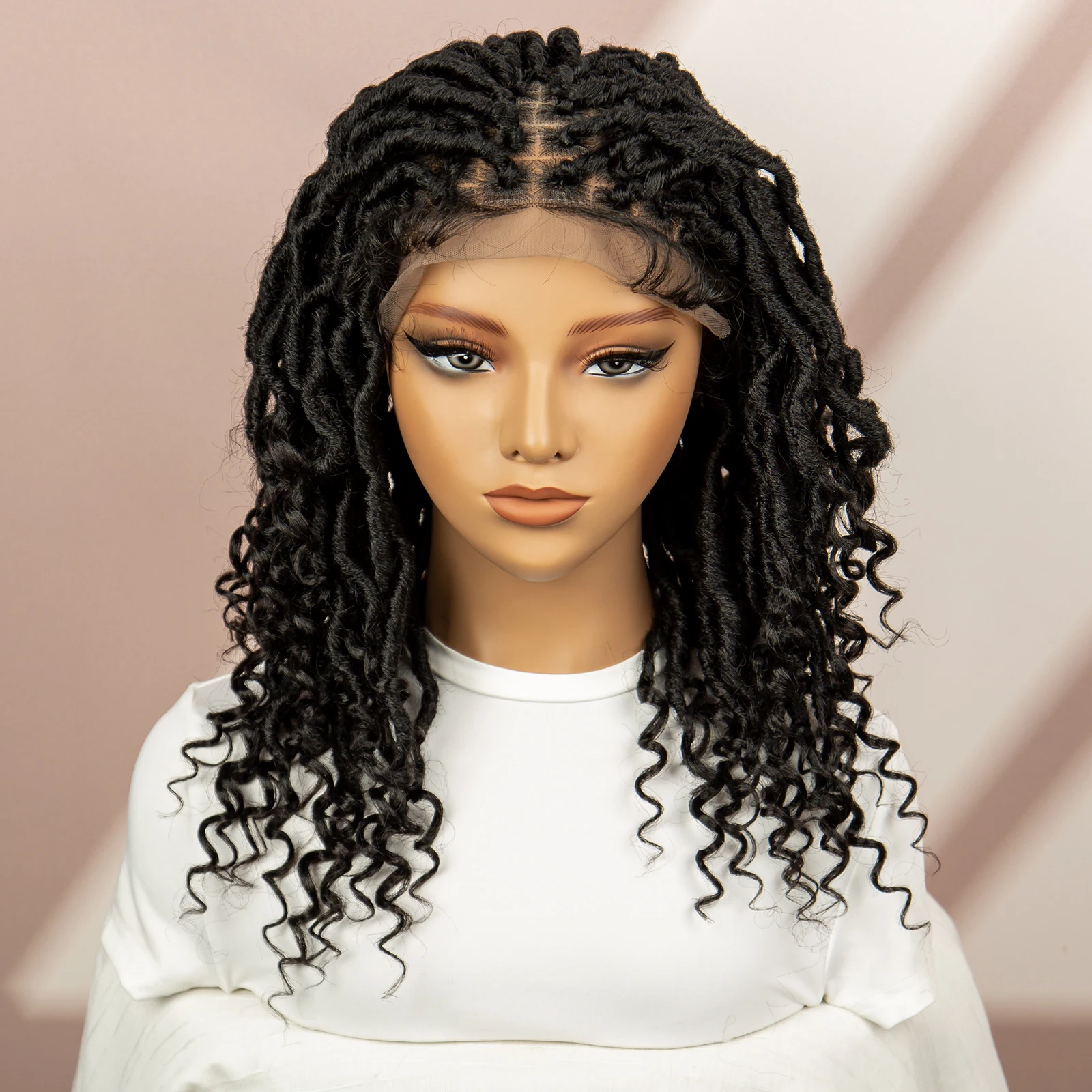 Twisted Braided Wigs Synthetic Lace Front Wigs with Baby Hair for Black Women 16 Inches Curly Hair Wigs Crochet Wigs