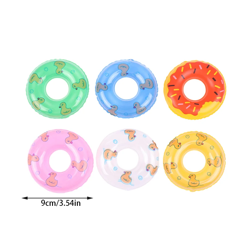 Mini Donuts Swim Ring para crianças Acessório de piscina divertido Brinquedos flutuantes Boneca de patos de borracha Brinquedo de banho inflável Verão