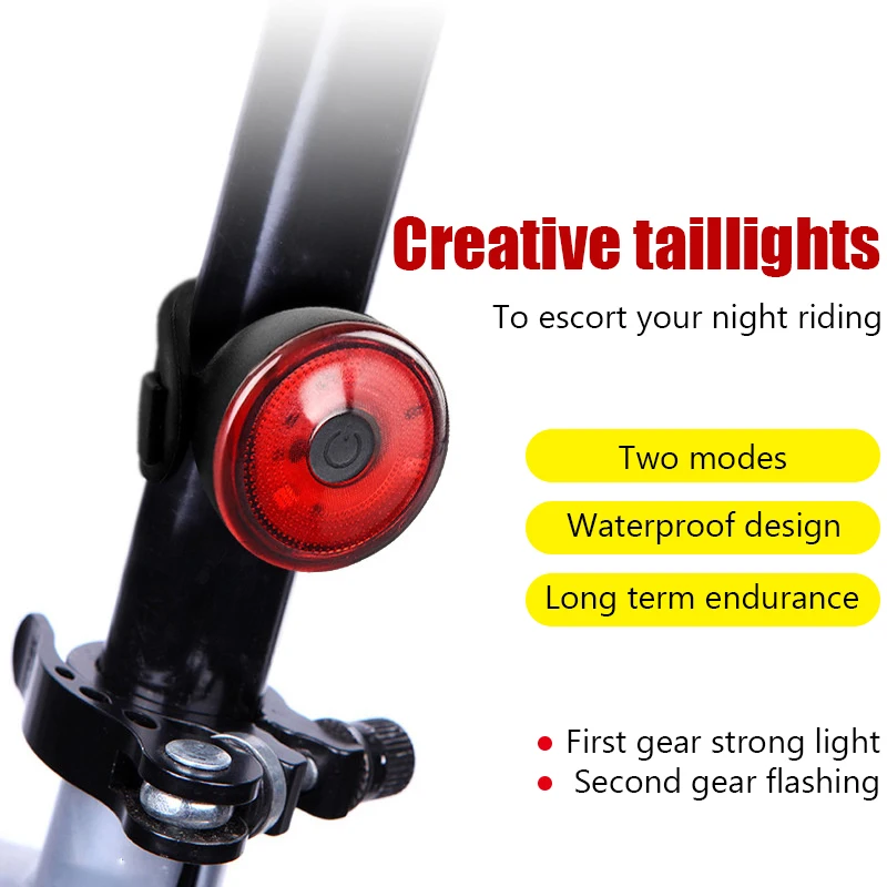 Bicycle Tail Lamp Headlight 60 Lumens Waterproof LED Warning Light Mountain Bike Luminous Night Riding Equipment Bike Lights