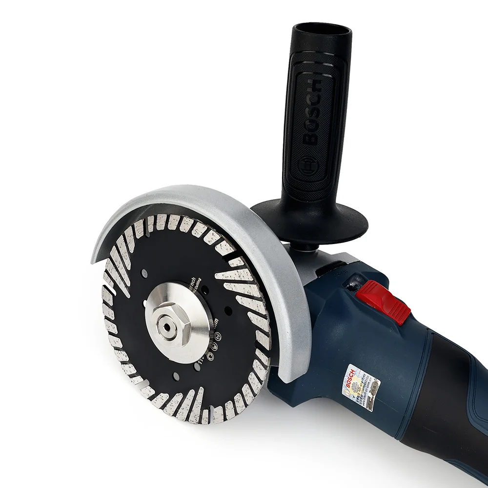 Hoja de sierra de diamante turbo prensada en caliente de 180mm con corte de protección inclinada para granito, mármol y brike con rosca m14/5-8-11, 1 ud.