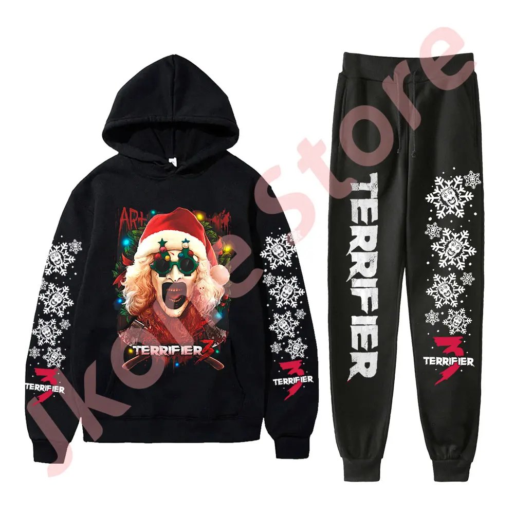 Terrifier Yuletide Terror Merch Hoodies Jogger Pants Set Cosplay Women Men Fashion Streetwear Sweatshirts