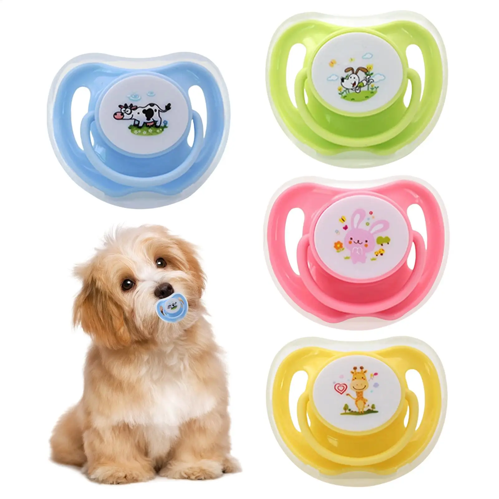 4PCS Schmetterlingsform Silikon Kauspielzeug mit Abdeckung für Kätzchen Welpen Beruhigendes, beruhigendes Kauen Relief Katzenschnuller Zahnspielzeug