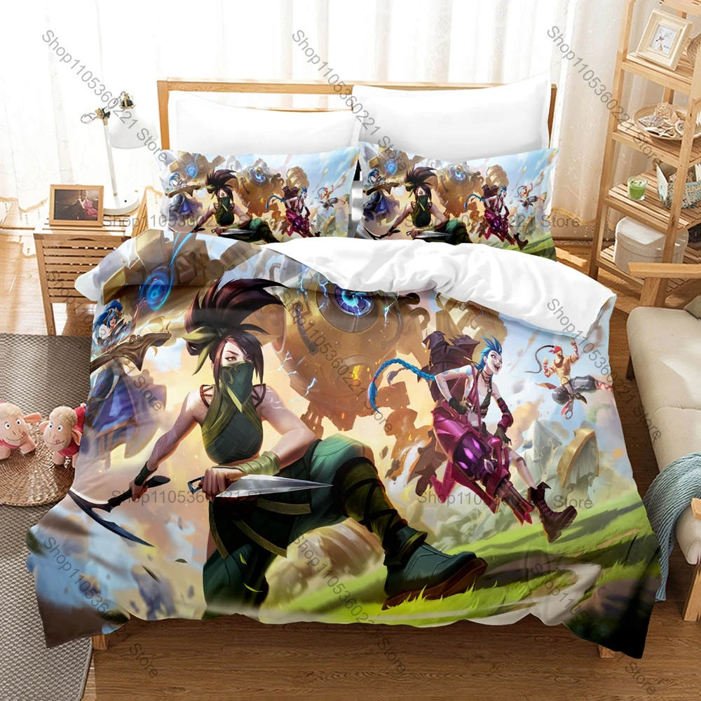 Cool Mobile Wild Rift Champion Skin Graphic Game Bedding Set Duvet Cover With 2 Pillowcases Youth Gaming Bedroom Decor