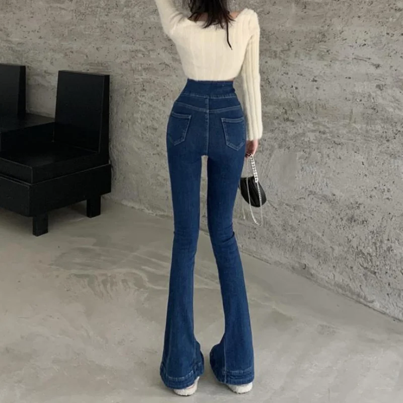 Trousers Flared Pants for Woman Sexy Skinny Bell Bottom Slim Fit Women\'s Jeans Grunge Y2k Z A Summer Office Wide Leg 90s R Flare