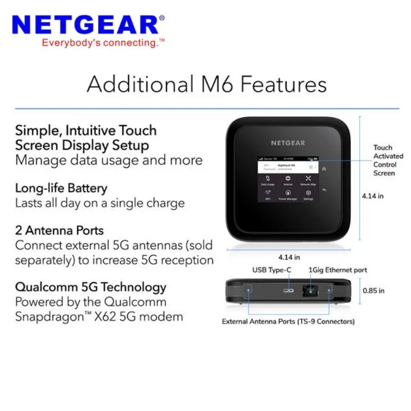 Imagem -06 - Nighthawk-roteador m6 Pro Mr6500 Hotspot Móvel 5g Wifi 6e Lte Cat20 5g Mmwave Bandas Sub6 Suporte Ipv6