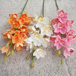 Luxurious Large Cymbidium branch Real touch 3D printing orchid Artificial Flowers living room decoration flores artificiales