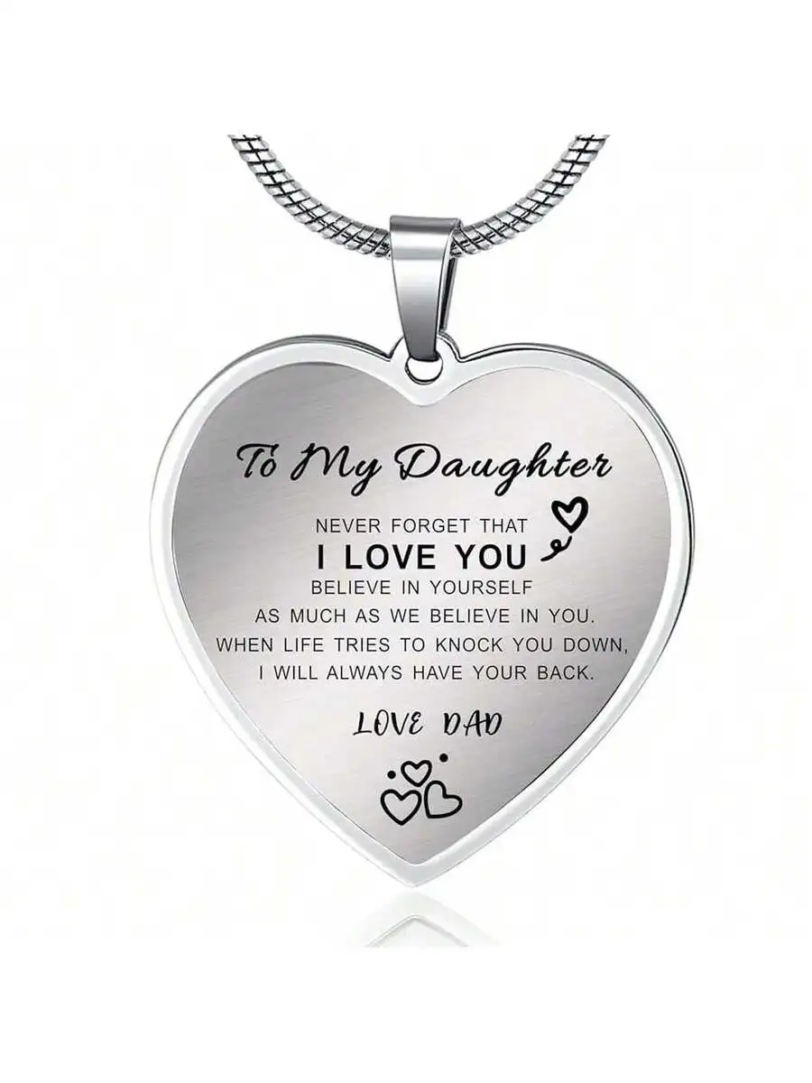 

Heart Pendant Necklace For Daughter From Dad Inspirational Gift Birthday Graduation