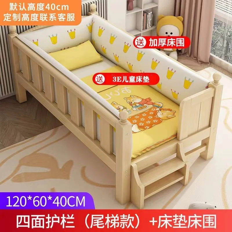 Children bedroom furniture safely get in and out stair case rail solid wood kids bed TYKB001