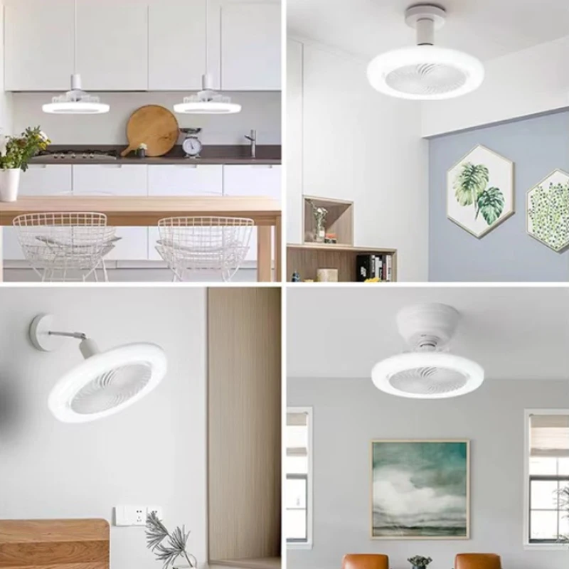 LED Night Ceiling Fan Light With Wall Remote Control Lighting E27 Conversion Base Lighting Base Suitable for Bedroom Fan Lamp